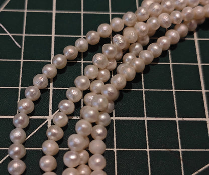 Matte Natural Freshwater Pearl Strand, 4.5mm Beads, 39cm