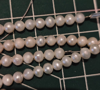 Matte Natural Freshwater Pearl Strand, 4.5mm Beads, 39cm