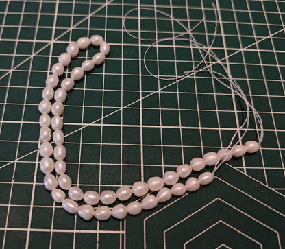 Natural Freshwater Rice Pearls, 6–7mm Beads, 36.5cm Strand
