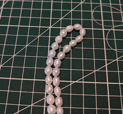 Natural Freshwater Rice Pearls, 6–7mm Beads, 36.5cm Strand