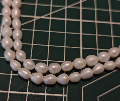 Natural Freshwater Rice Pearls, 6–7mm Beads, 36.5cm Strand