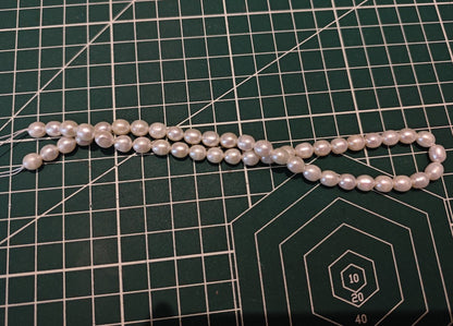 Natural Freshwater Rice Pearls, 6–7mm Beads, 34.5cm Strand