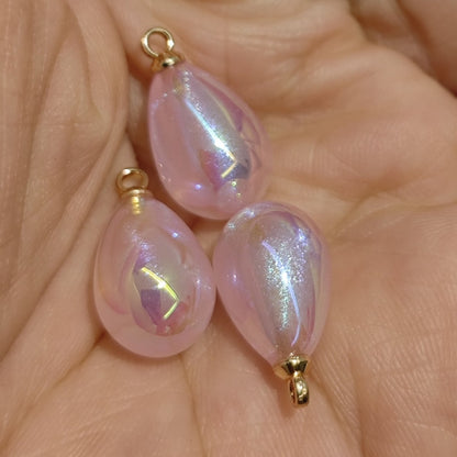 5 Pieces HB005 10x14mm Iridescent Galaxy Teardrop Charms – High-Quality ABS Pendants for DIY Jewelry, Ronghua & Chanhua Crafts
