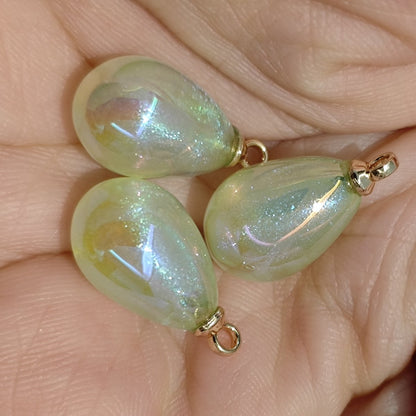 5 Pieces HB005 10x14mm Iridescent Galaxy Teardrop Charms – High-Quality ABS Pendants for DIY Jewelry, Ronghua & Chanhua Crafts