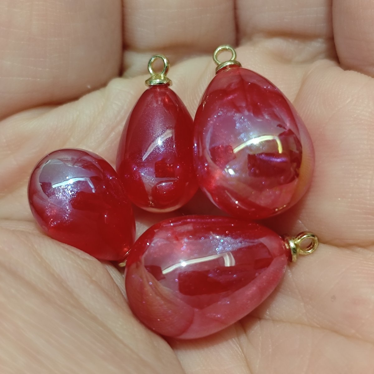 4 Pieces HB006(A) Starry Candy Teardrop Charms – Colorful ABS Pendants for DIY Jewelry, Ronghua & Chanhua