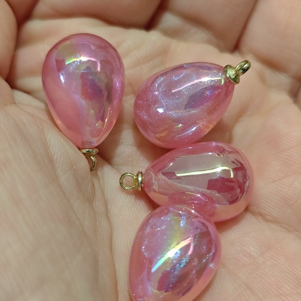 4 Pieces HB006(A) Starry Candy Teardrop Charms – Colorful ABS Pendants for DIY Jewelry, Ronghua & Chanhua