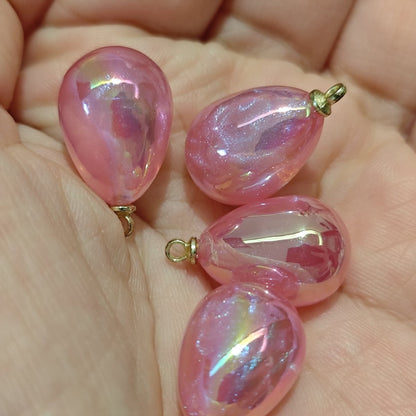 4 Pieces HB006(A) Starry Candy Teardrop Charms – Colorful ABS Pendants for DIY Jewelry, Ronghua & Chanhua