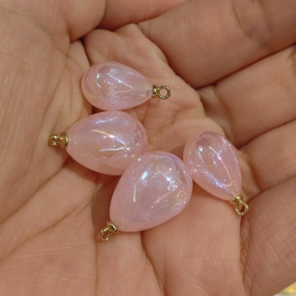 4 Pieces HB006(A) Starry Candy Teardrop Charms – Colorful ABS Pendants for DIY Jewelry, Ronghua & Chanhua