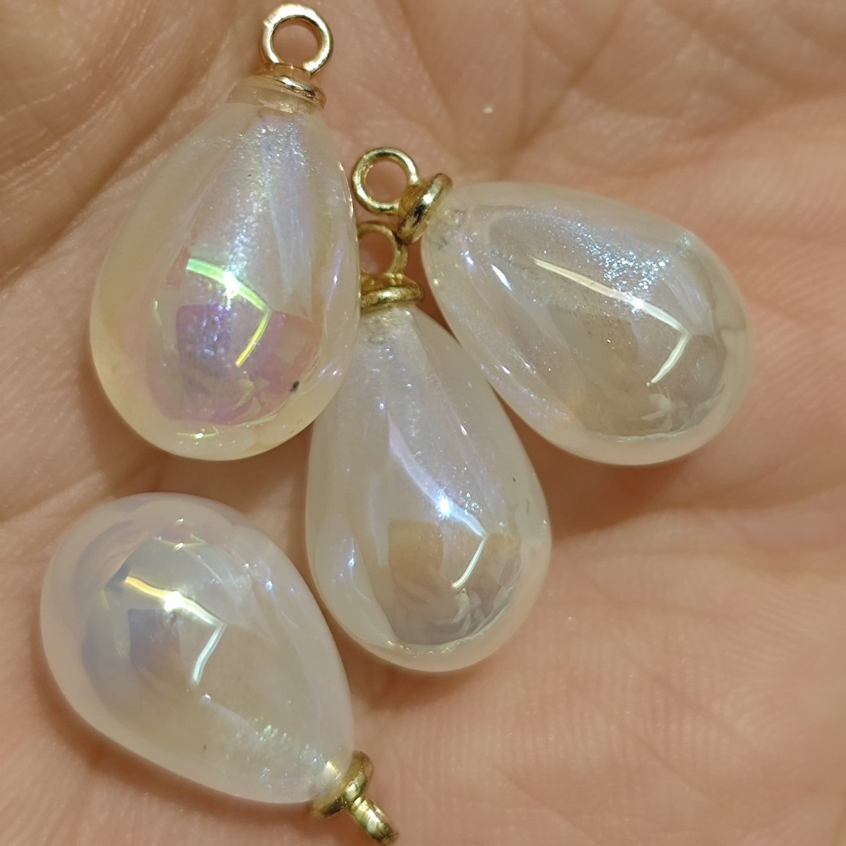 4 Pieces HB006(A) Starry Candy Teardrop Charms – Colorful ABS Pendants for DIY Jewelry, Ronghua & Chanhua