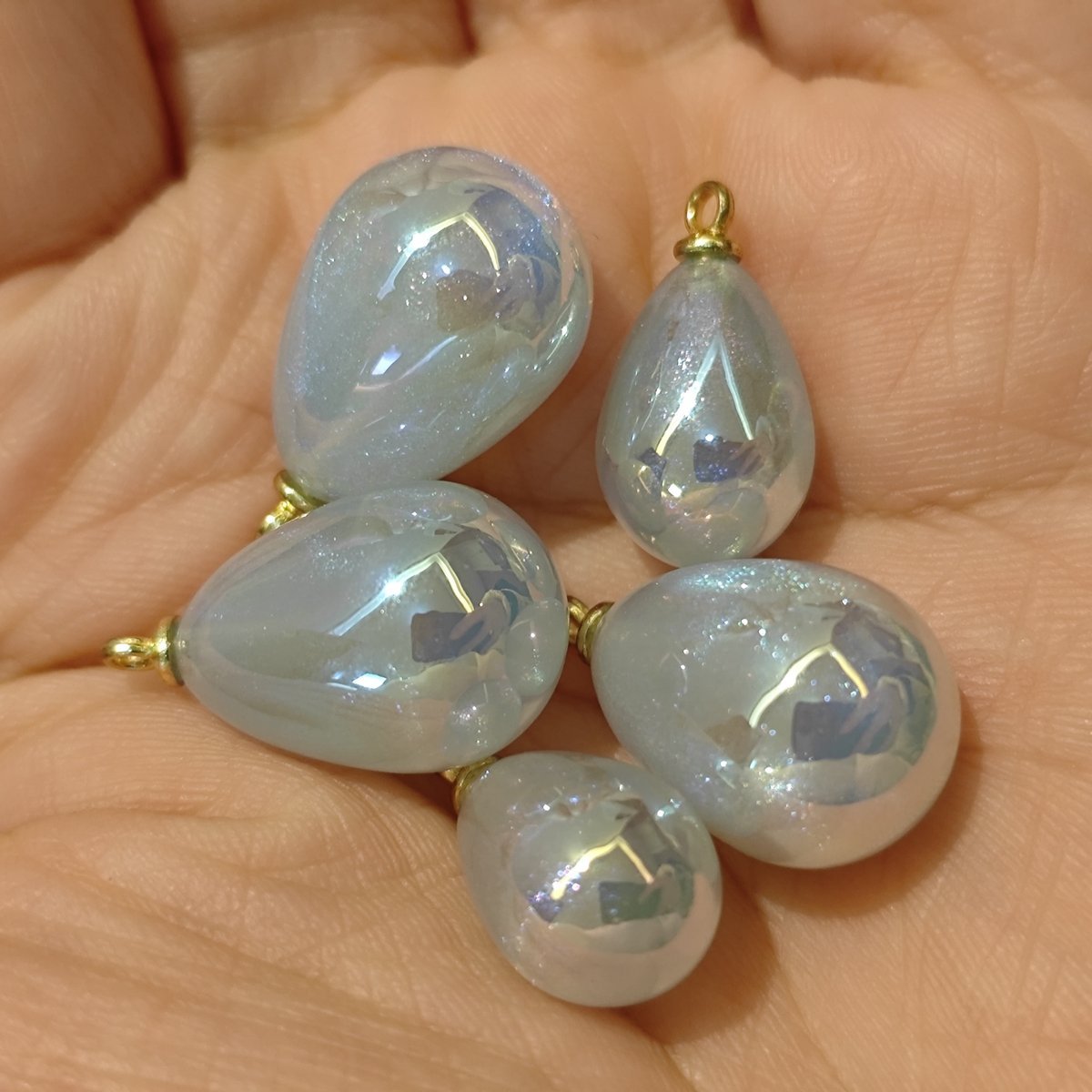 4 Pieces HB006(A) Starry Candy Teardrop Charms – Colorful ABS Pendants for DIY Jewelry, Ronghua & Chanhua
