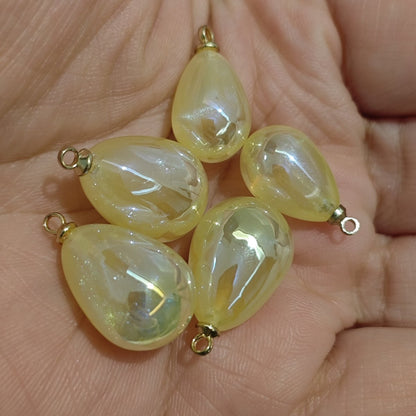 4 Pieces HB006(A) Starry Candy Teardrop Charms – Colorful ABS Pendants for DIY Jewelry, Ronghua & Chanhua