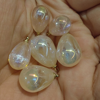 4 Pieces HB006(A) Starry Candy Teardrop Charms – Colorful ABS Pendants for DIY Jewelry, Ronghua & Chanhua