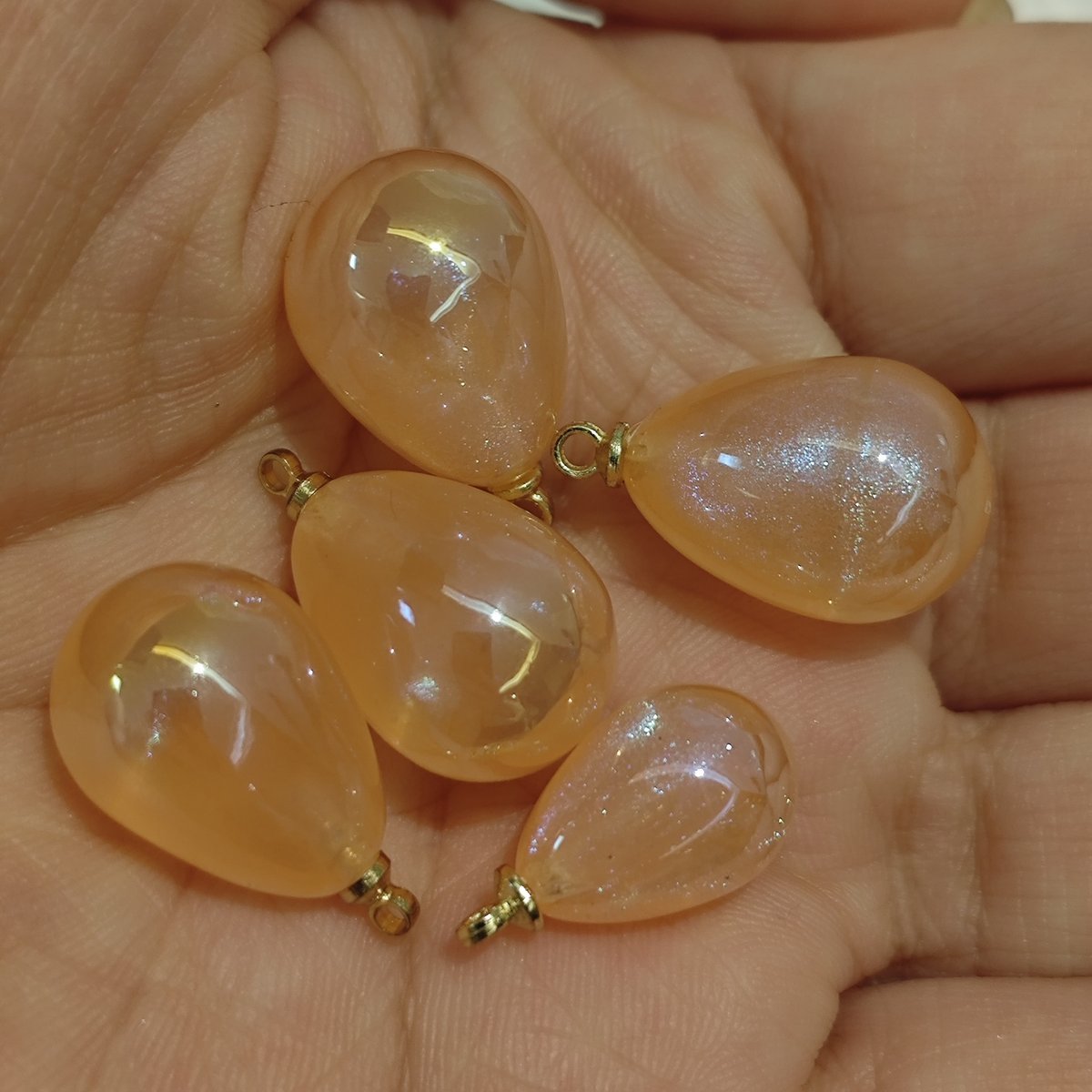 4 Pieces HB006(A) Starry Candy Teardrop Charms – Colorful ABS Pendants for DIY Jewelry, Ronghua & Chanhua