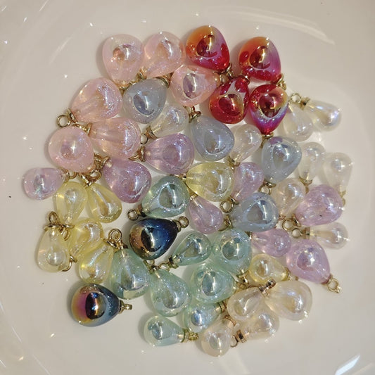 10 Pieces HB007(B) Starry Candy Teardrop Charms – Colorful ABS Pendants for DIY Jewelry, Ronghua & Chanhua