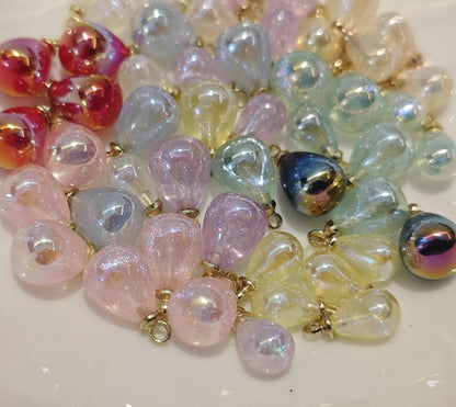 10 Pieces HB007(B) Starry Candy Teardrop Charms – Colorful ABS Pendants for DIY Jewelry, Ronghua & Chanhua
