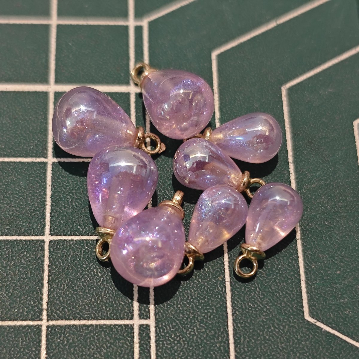 10 Pieces HB007(B) Starry Candy Teardrop Charms – Colorful ABS Pendants for DIY Jewelry, Ronghua & Chanhua