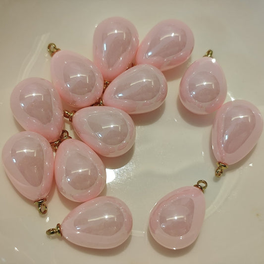 10 Pieces HB009(B) Creamy Pink Teardrop Charms – Small ABS Pendants for DIY Jewelry, Ronghua & Chanhua