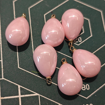 10 Pieces HB009(B) Creamy Pink Teardrop Charms – Small ABS Pendants for DIY Jewelry, Ronghua & Chanhua