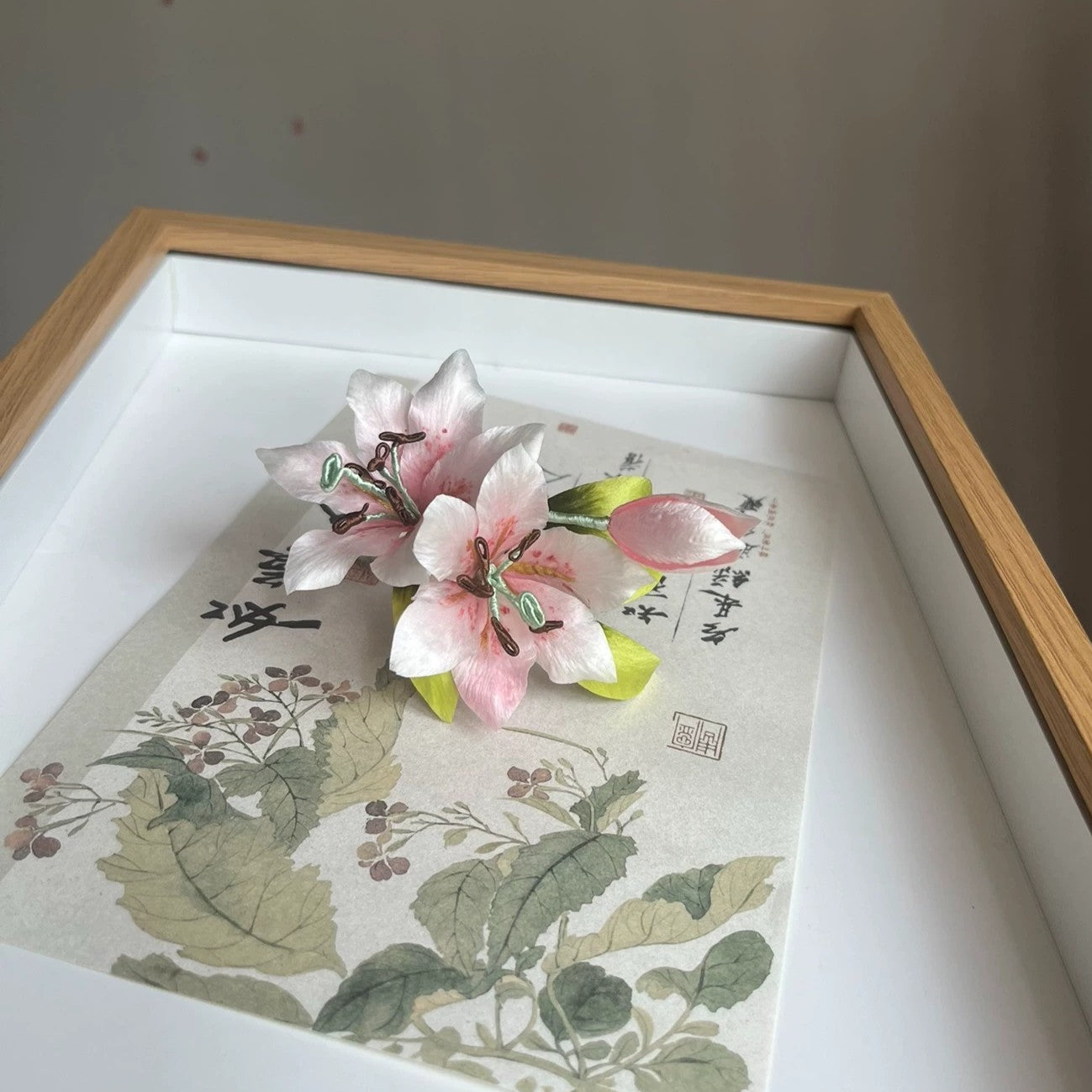 Handcrafted Pink Lily Ronghua Hair Pin | Mulberry Silk Floral Accessory