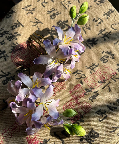 Handmade Silk Thread Ronghua Hairpin - Bauhinia Flower Hair Accessory for Hanfu & Daily Wear