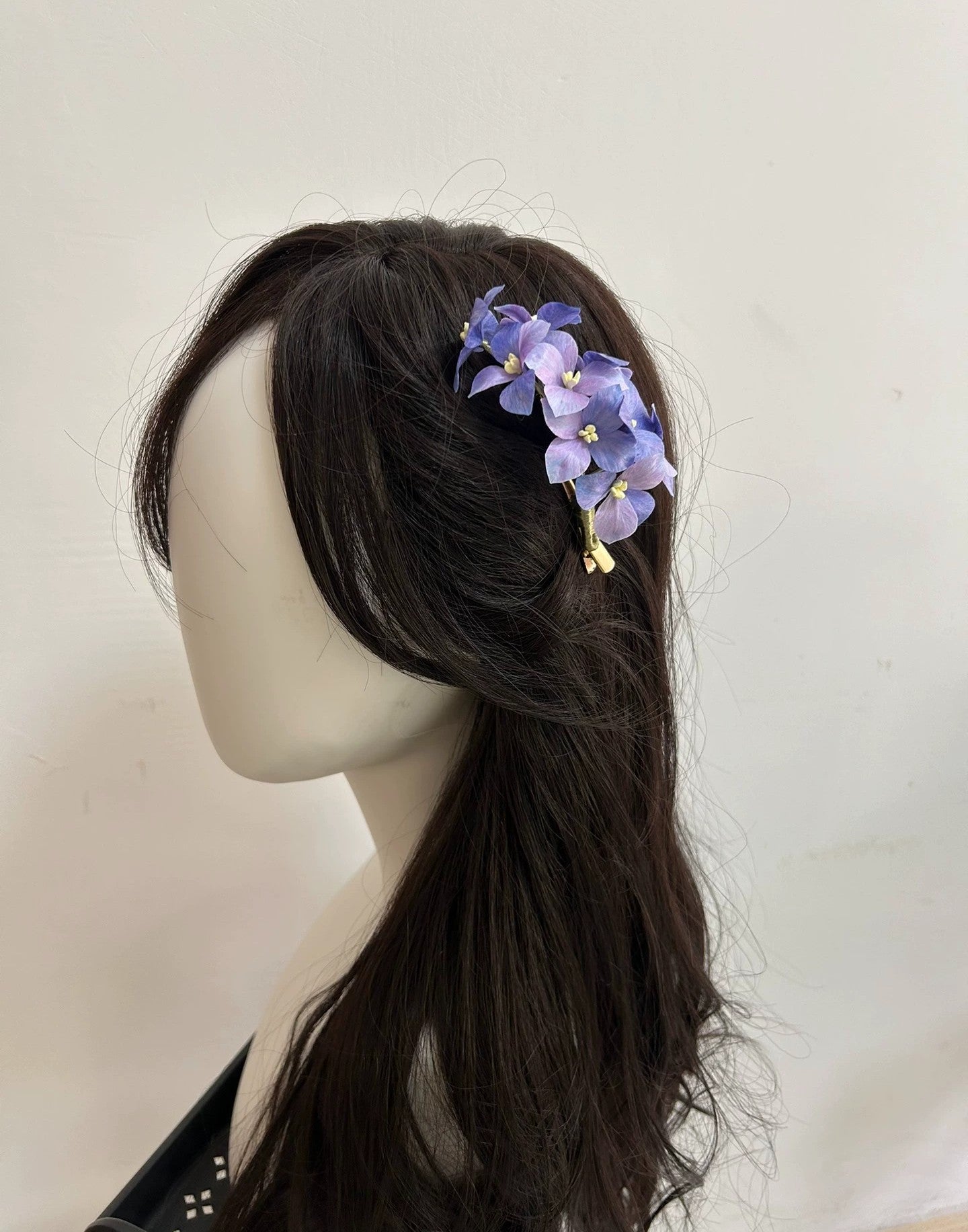 Handmade Ronghua Purple Hydrangea Flower Hair Clip in Natural Silk Thread