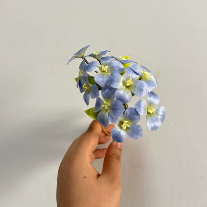Handmade Ronghua Blue Hydrangea Flower Hairpin in Natural Silk Thread
