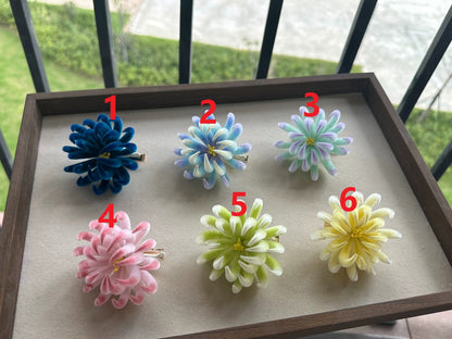 Handmade Ronghua Spider Chrysanthemum Hair Clip | Mulberry Silk Velvet Flower Alligator Clip for Wedding & Daily