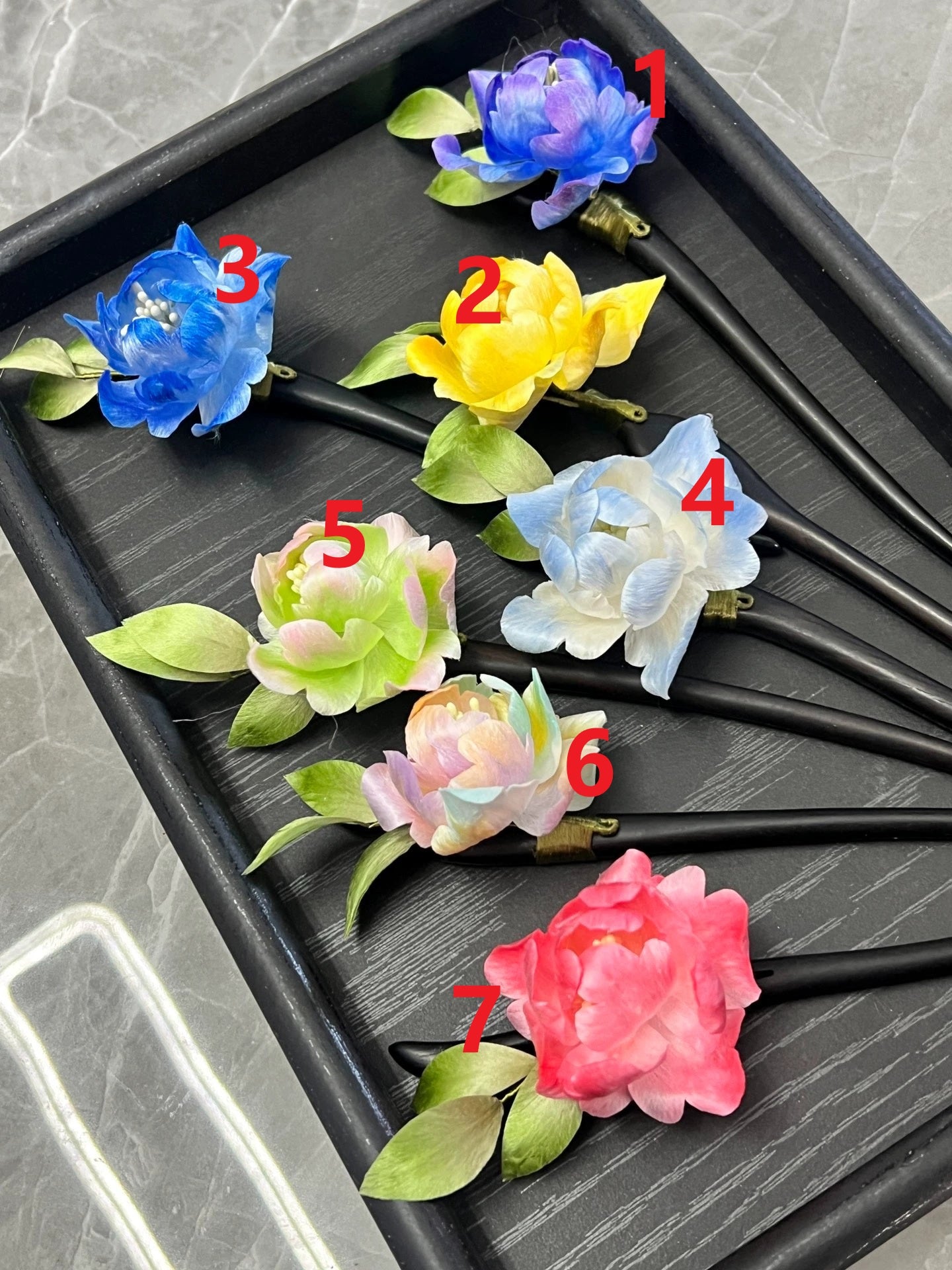 Handmade Ronghua Peony Hairpin | Single Mulberry Silk Velvet Flower Wooden Headwear for Bridal & Daily