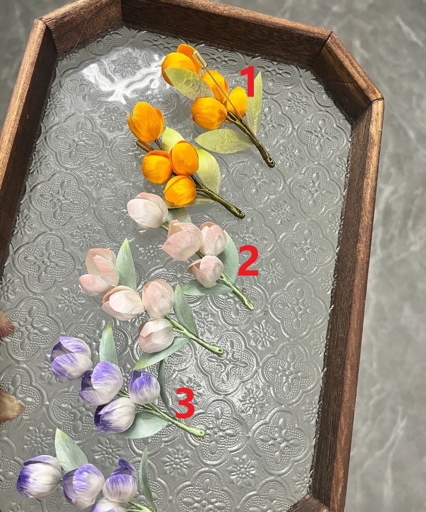 Handmade Ronghua Tulip Brooch | Mulberry Silk Velvet Flower Pin for Wedding & Daily Wear