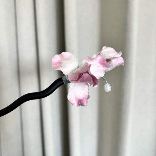 Handmade Ronghua Pink Iris Hairpin | Mulberry Silk Velvet Flower Headwear