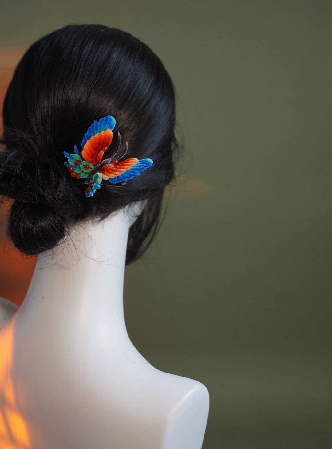 Handmade Ronghua Late Autumn Butterfly Hairpin | Mulberry Silk Velvet Classical Chinese Painting Butterfly Headwear