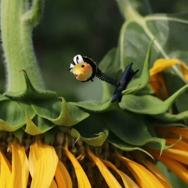 Handmade Ronghua Little Bee Drop Earrings | Mulberry Silk Velvet Bumblebee Earrings