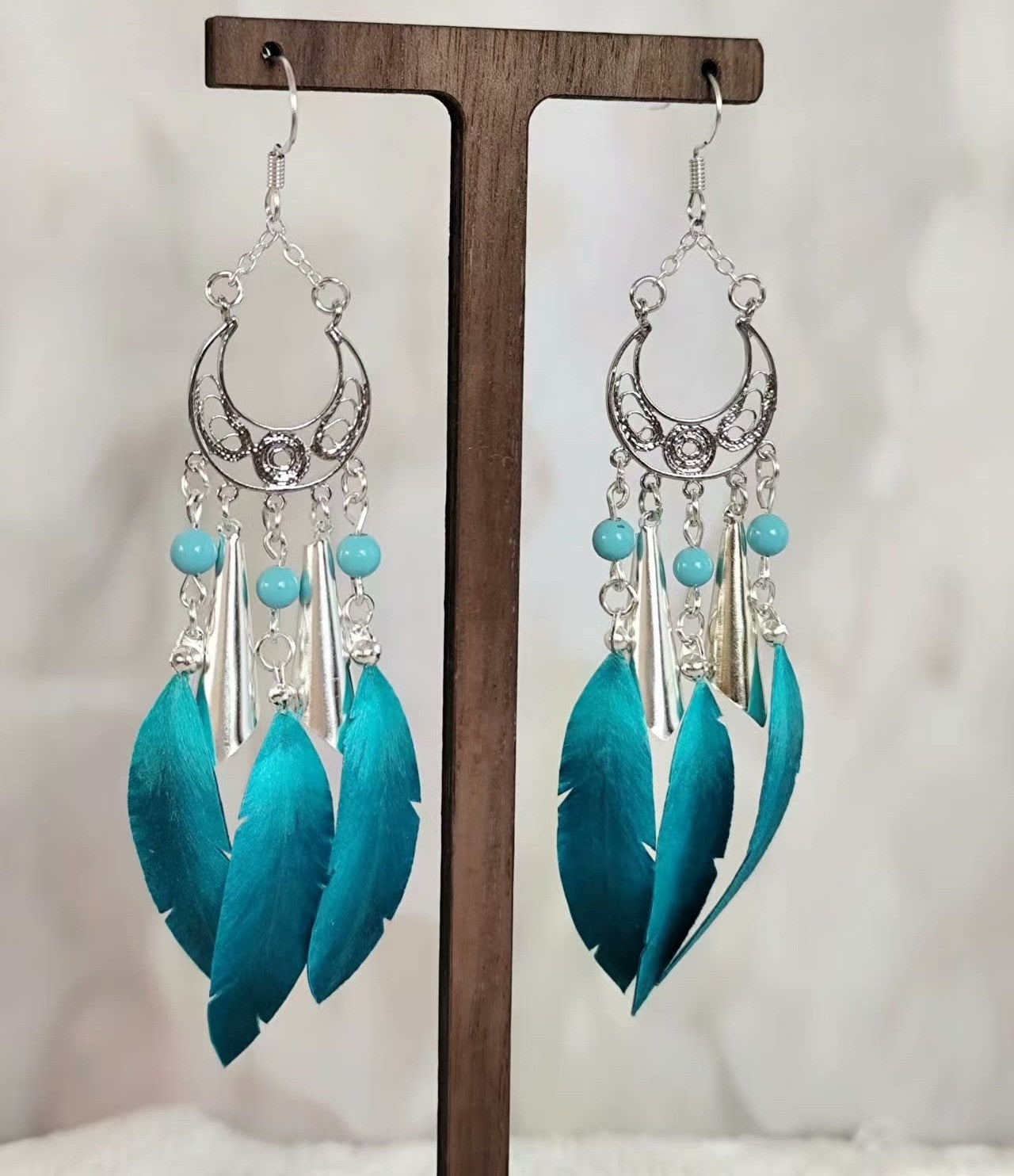 Handmade Ronghua Red Feather Tassel Earrings | Mulberry Silk Velvet Feather Drop Earrings