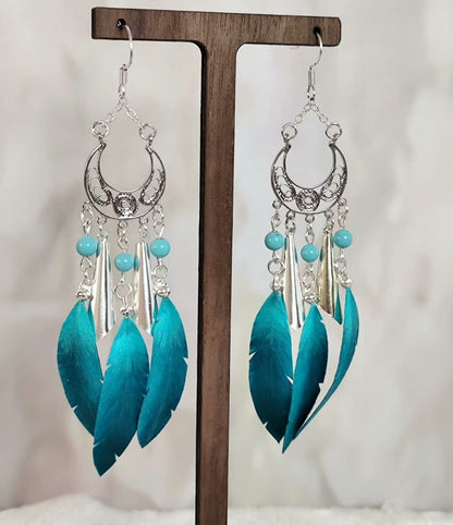 Handmade Ronghua Red Feather Tassel Earrings | Mulberry Silk Velvet Feather Drop Earrings