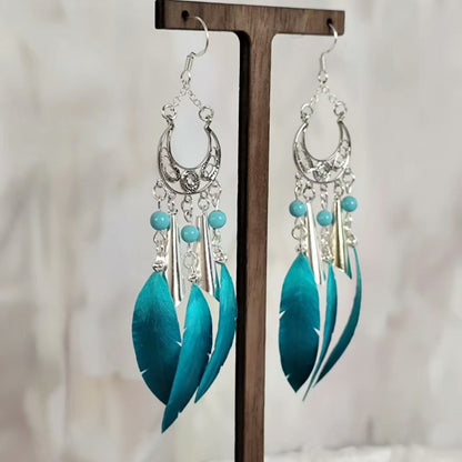 Handmade Ronghua Red Feather Tassel Earrings | Mulberry Silk Velvet Feather Drop Earrings