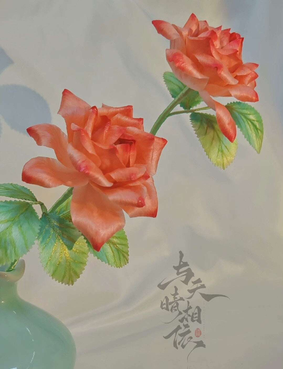 Handmade Ronghua Red Rose Brooch | Mulberry Silk Velvet Rose Flower Pin