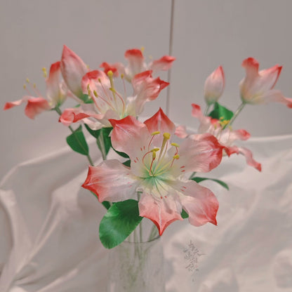 Handmade Ronghua Large Lily Bouquet Stem | Mulberry Silk Velvet Lily Handheld Flower for Wedding & Photography