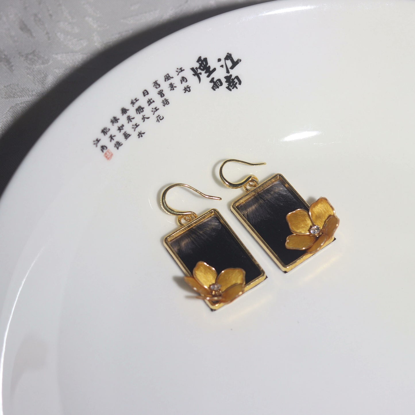 Handmade Ronghua Colorful Flower Earrings Set | Mulberry Silk Velvet Cloisonné-Style Drop & Stud Collection