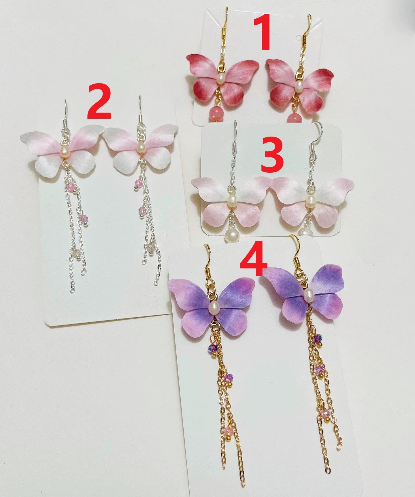 Handmade Ronghua Silk Butterfly Drop Earrings | Mulberry Silk Velvet Butterfly Long Tassel Earrings with Pearl