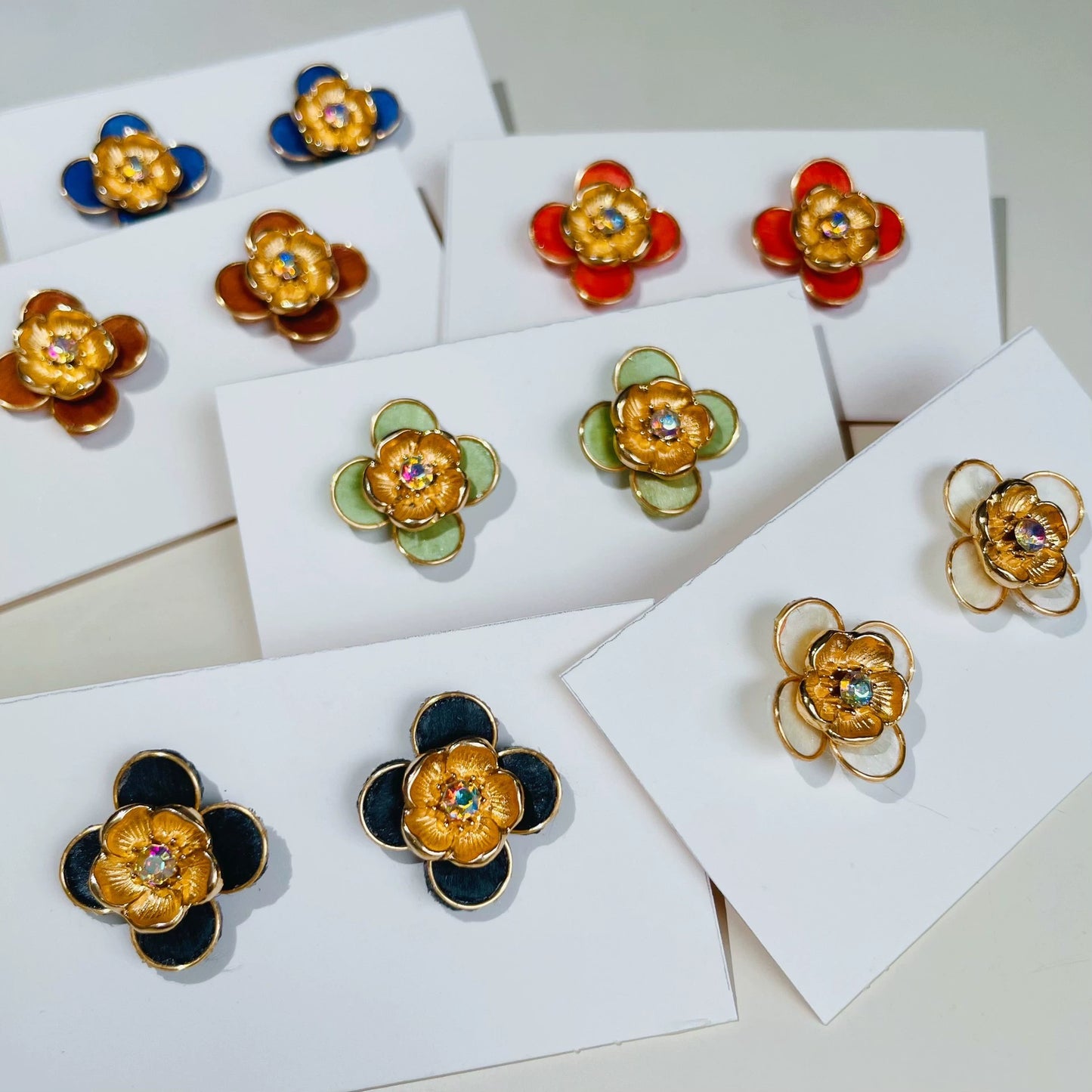 Handmade Ronghua Plum Blossom Stud Earrings | Mulberry Silk Velvet Flower Studs