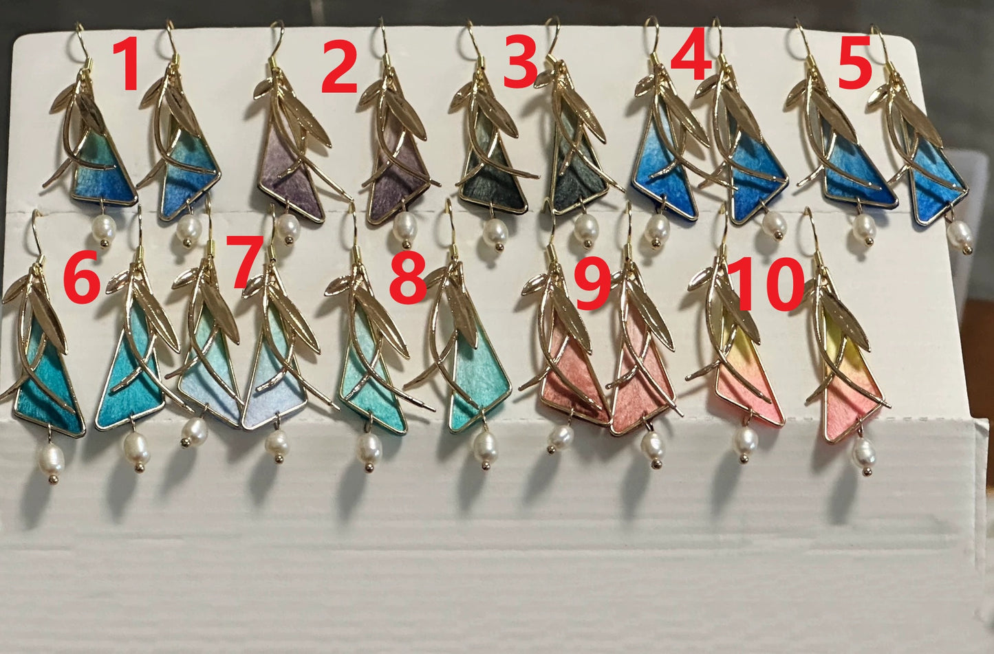 Handmade Ronghua Gradient Triangle Leaf Earrings | Mulberry Silk Velvet Geometric Drop Earrings (10 Colors)