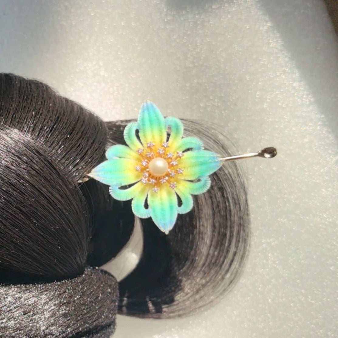 Handmade Ronghua Baoxiang Flower Hairpin | Mulberry Silk Velvet Treasure Flower Headwear