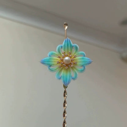 Handmade Ronghua Baoxiang Flower Hairpin | Mulberry Silk Velvet Treasure Flower Headwear