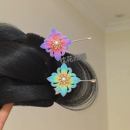 Handmade Ronghua Baoxiang Flower Hairpin | Mulberry Silk Velvet Treasure Flower Headwear