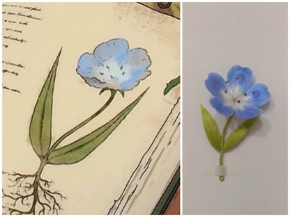 Handmade Ronghua Soujourn Flower Hairpin | Frieren Souvenir Blue Clematis Velvet Flower Headwear