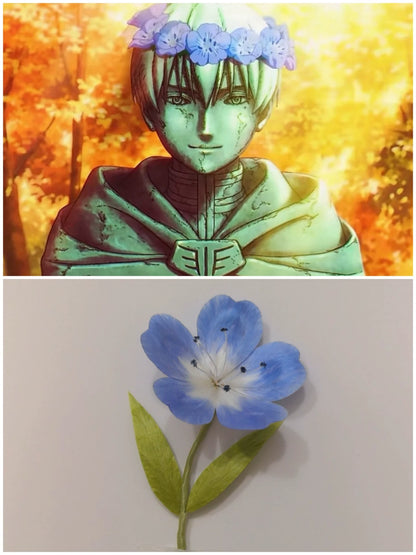 Handmade Ronghua Soujourn Flower Hairpin | Frieren Souvenir Blue Clematis Velvet Flower Headwear