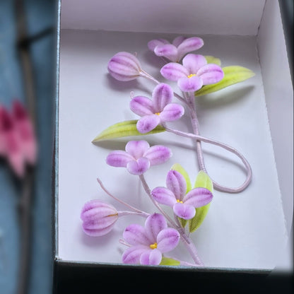 Handmade Ronghua Lilac Flower Hair Clip | Purple Mulberry Silk Velvet Floral Alligator Clip