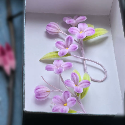Handmade Ronghua Lilac Flower Hair Clip | Purple Mulberry Silk Velvet Floral Alligator Clip