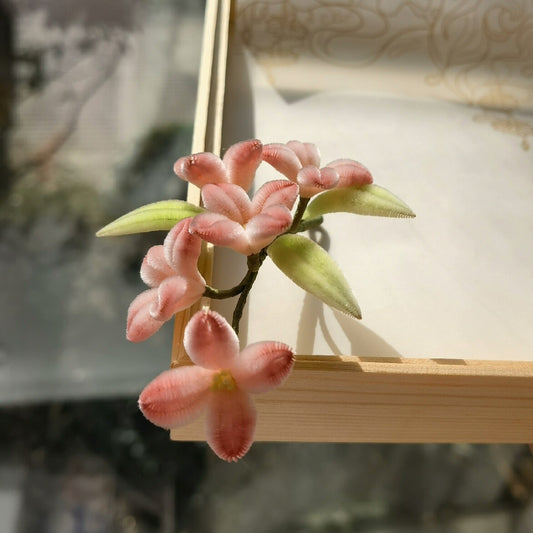 Handmade Ronghua Hydrangea Hairpin | Pink Mulberry Silk Velvet Flower Headwear