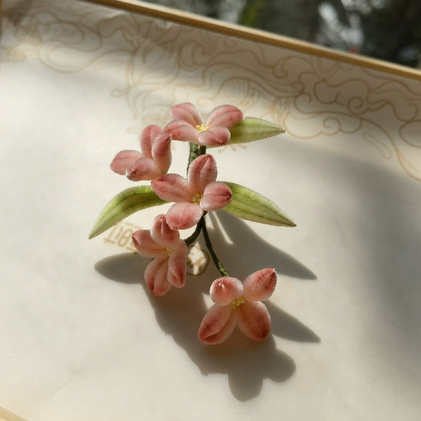 Handmade Ronghua Hydrangea Hairpin | Pink Mulberry Silk Velvet Flower Headwear